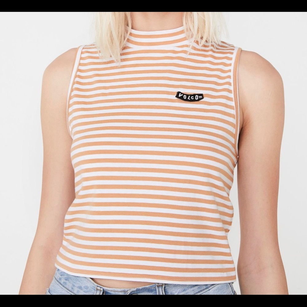 Volcom Orange and White Striped Tank